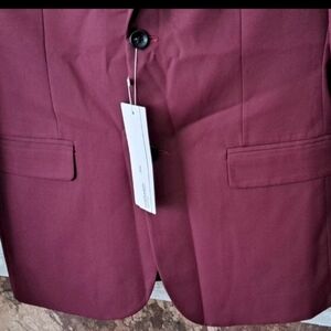 MENS COOFANDY BUTTON COLLAR BURGUNDY BLAZER SIZE L NWT